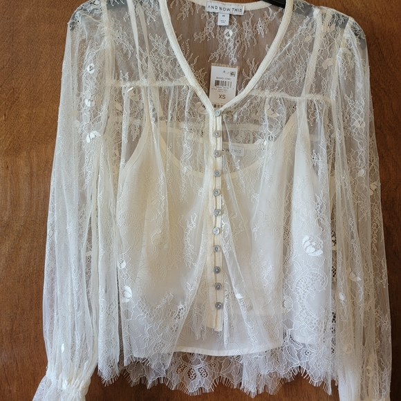 Elegant Lace Blouse - Cream - Picture 1 of 4
